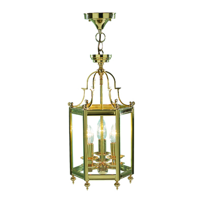 Moorgate 3 light traditional ceiling light lantern dual mount polished brass finish